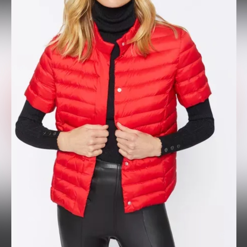 J McLaughlin Down Puffer Jacket Red Size Medium